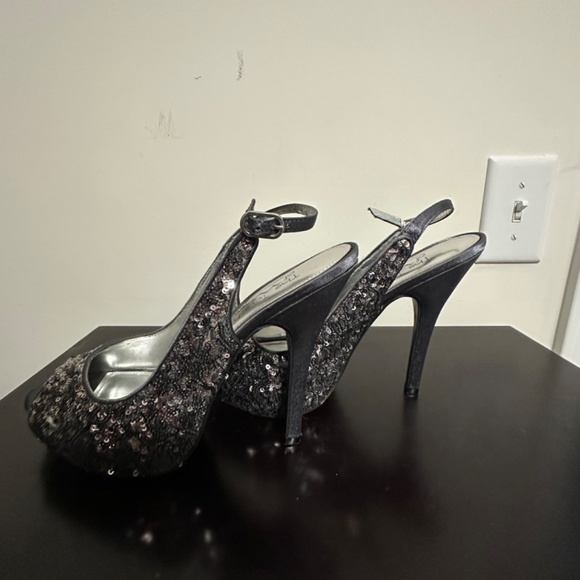 The Touch of Nina Gray/Silver/Sequins Open Toe w/buckle closure - Picture 6 of 6